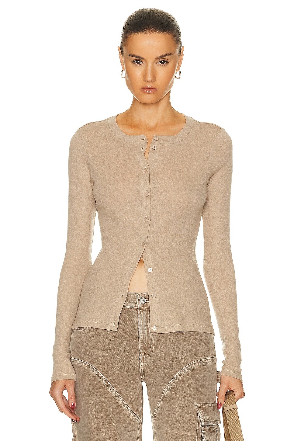 

Кардиган Enza Costa Cashmere Long Sleeve, хаки