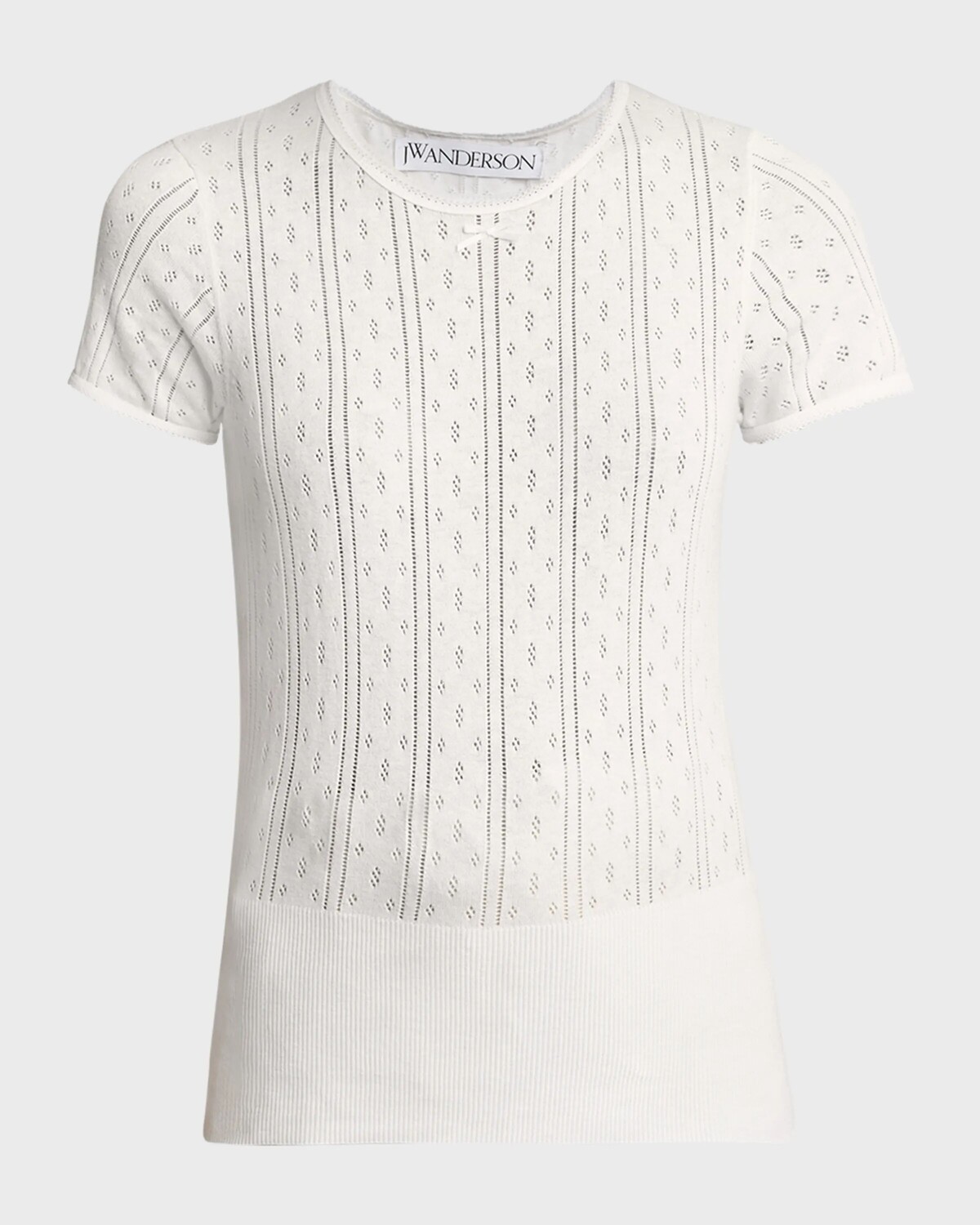 

Топ с короткими рукавами из кашемира Pointelle Jw Anderson, белый