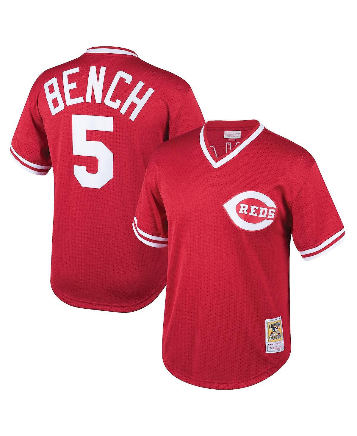 

Сетчатая тренировочная майка Big Boys Johnny Bench Red Cincinnati Reds Cooperstown Collection Mitchell & Ness