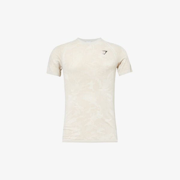 

Футболка geo seamless с логотипом из переработанного полиэстера Gymshark, цвет pebble grey/ cement brwn