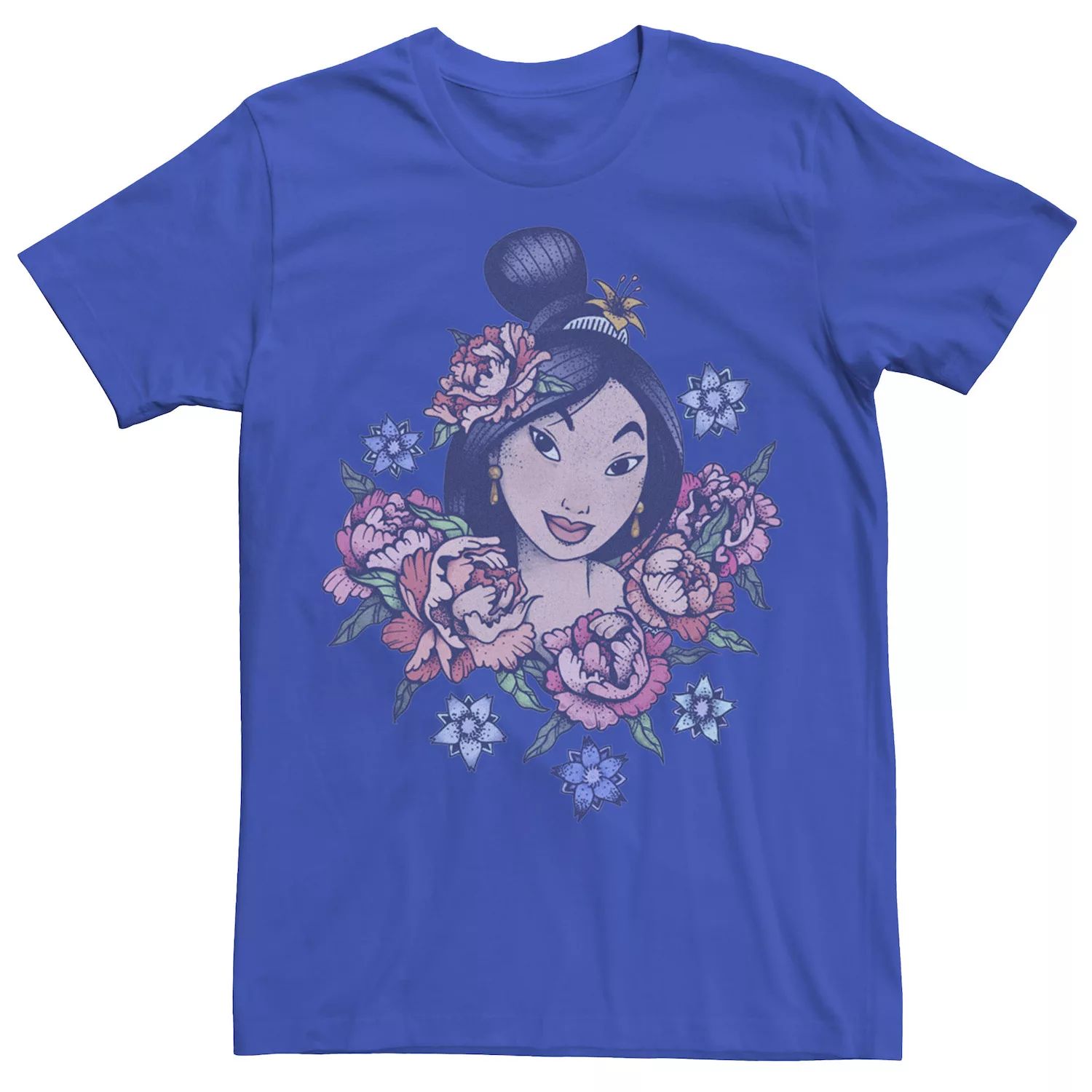 Мужская винтажная футболка Mulan с цветочным портретом и портретом Disney