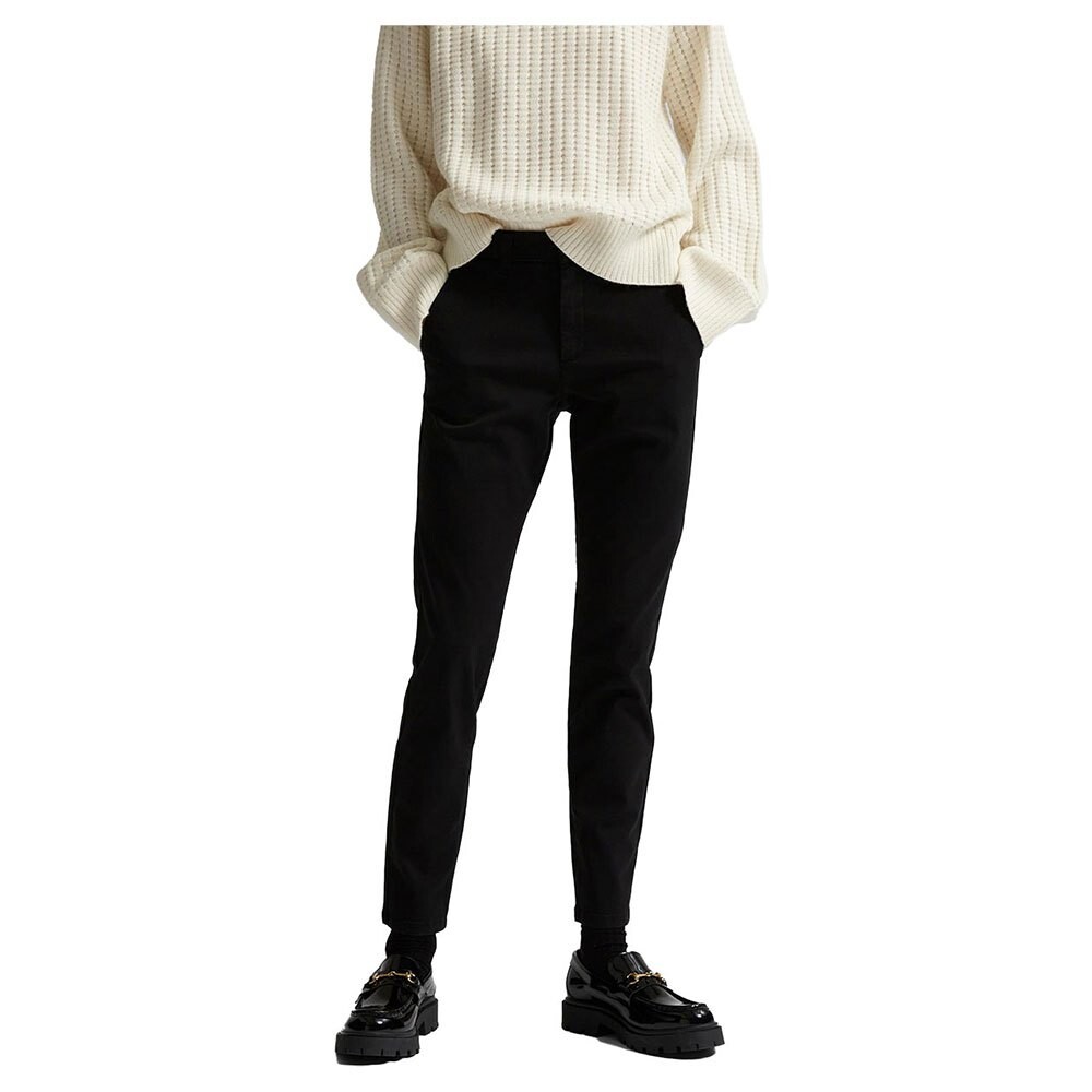 

Брюки Selected Miley Mid Waist Chino, черный