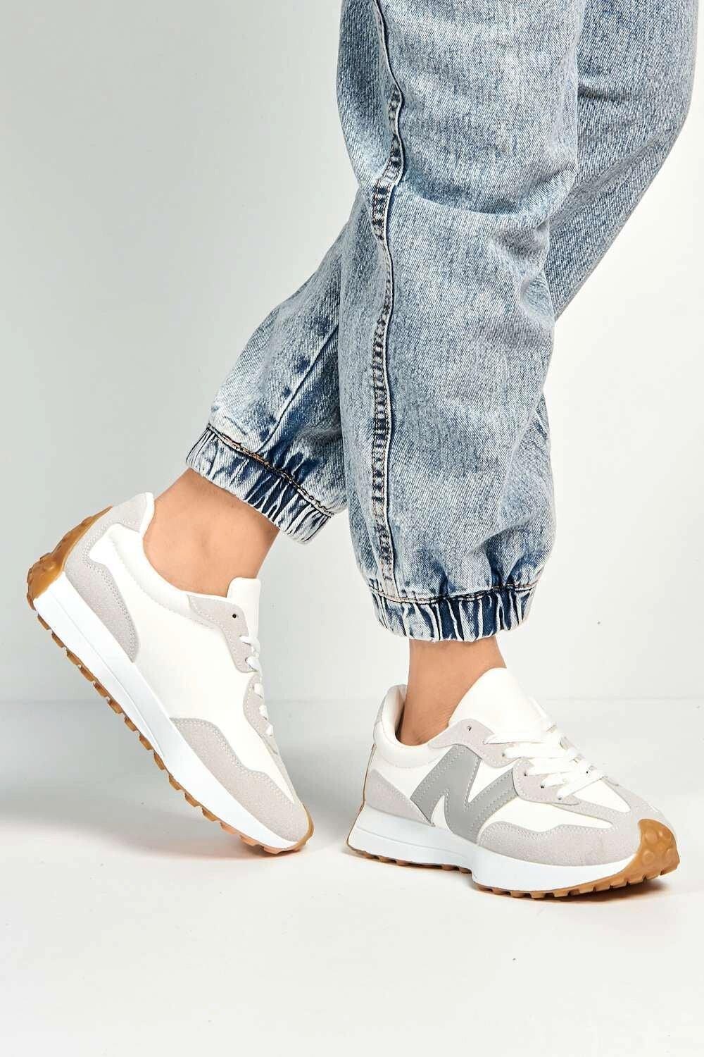 

Кроссовки Flexi Two-Tone PU Detail Lace-up Trainers Miss Diva, серый