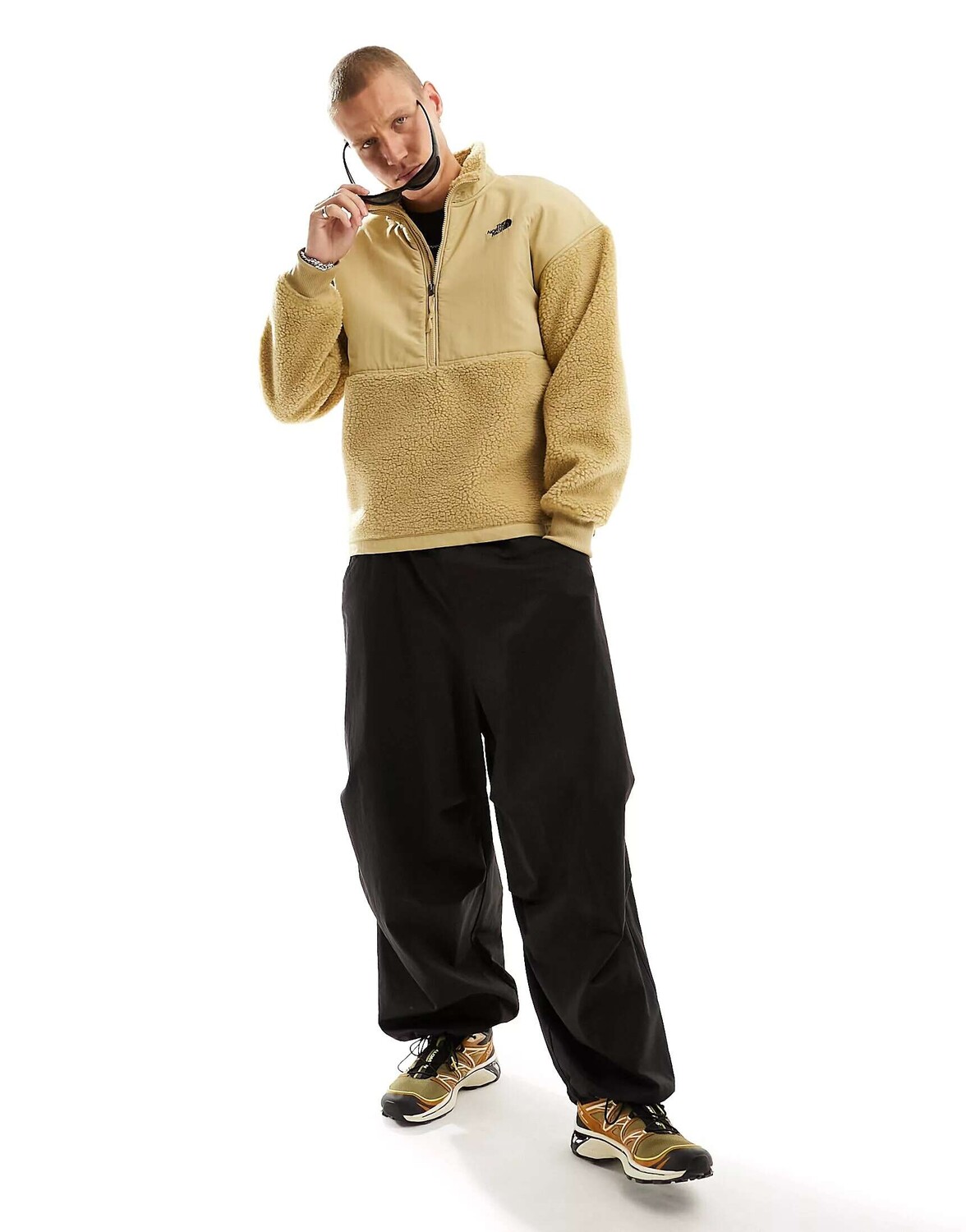 

The North Face Platte High Pile из плотного флиса с молнией 1/4 цвета Stone