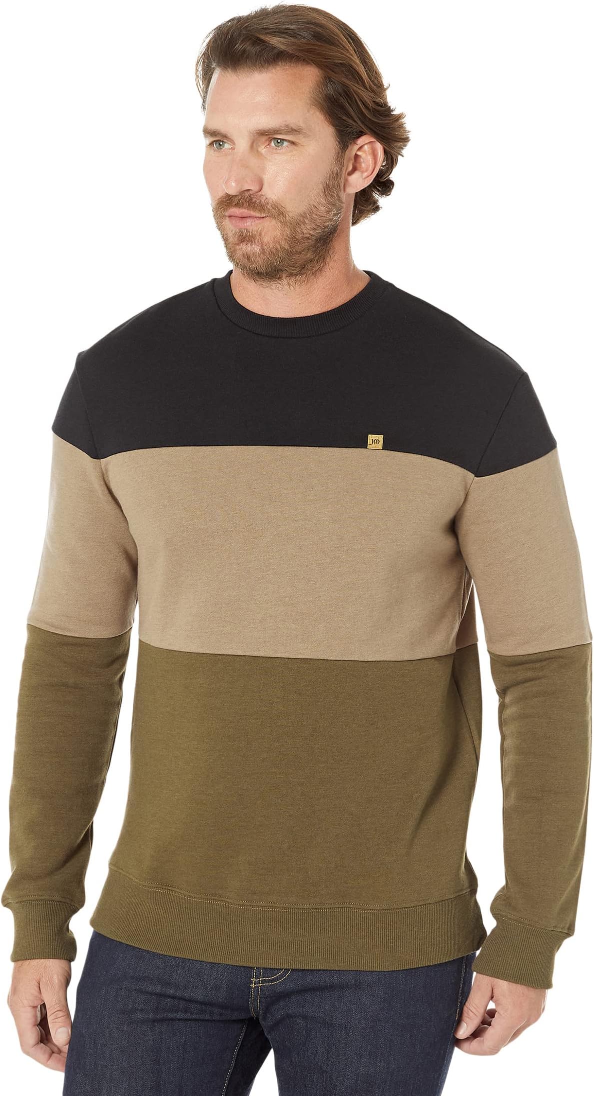 

Толстовка Treefleece Blocked Classic Crew tentree, цвет Meteorite Black/Pine Bark/Uniform Green