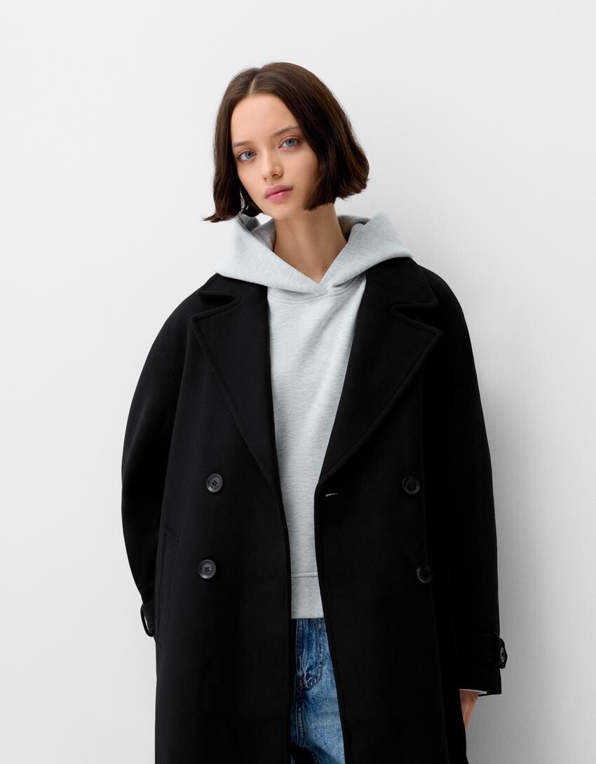 

Пальто-Тренч Bershka, черный