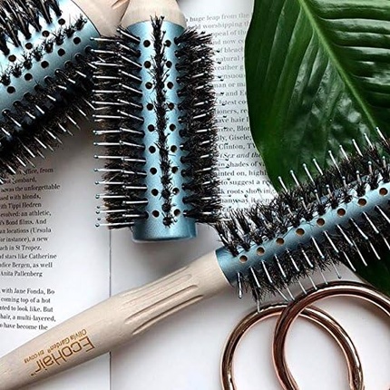 Ecohair Combo 24 мм, круглая щетка из 100% щетины кабана и нейлона, экологически чистая профессиональная бамбуковая щетка для волос, Olivia Garden