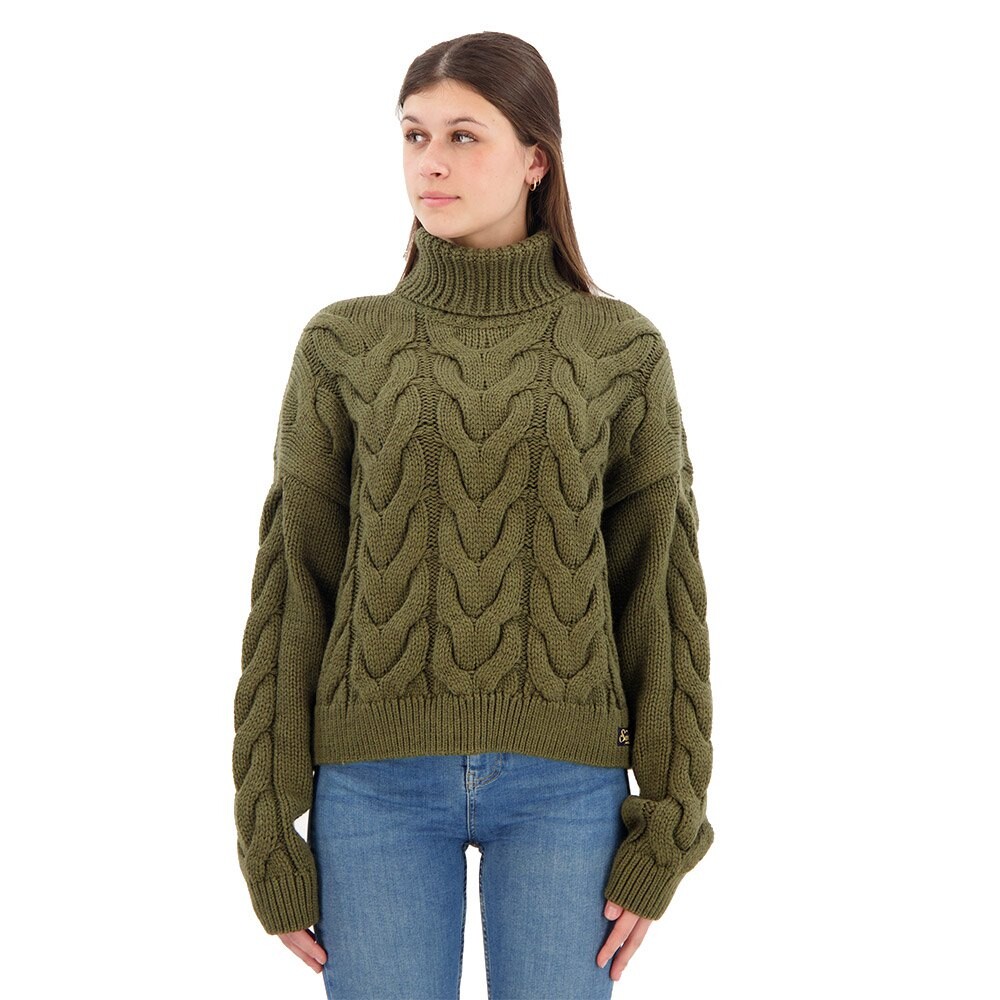 

Свитер Superdry Chain Cable Knit Polo, зеленый