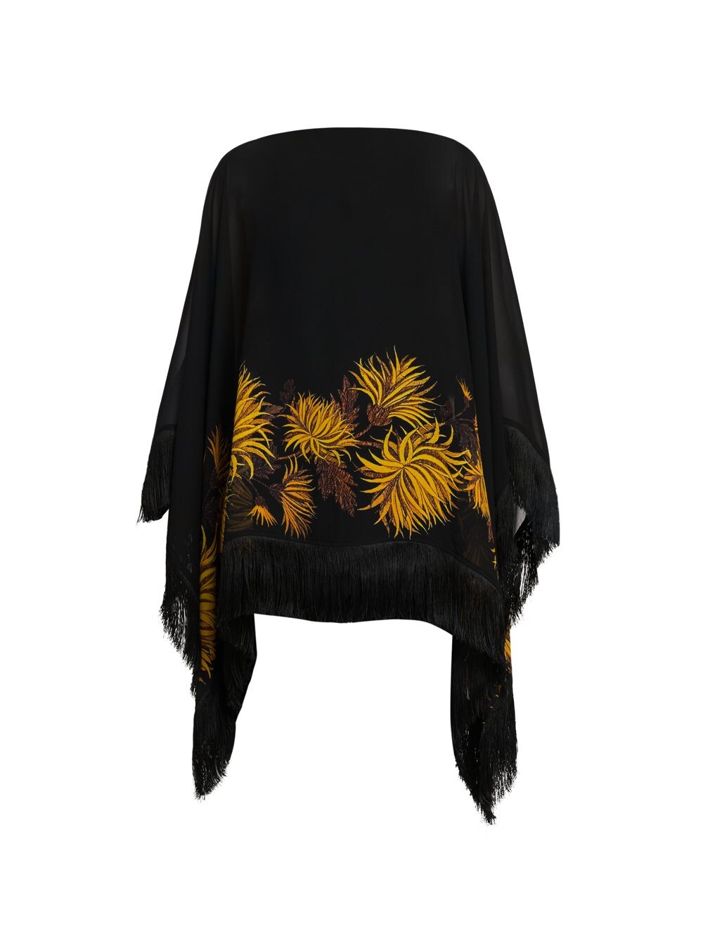 

Шелковое пончо с бахромой Dahlia Etro, черный