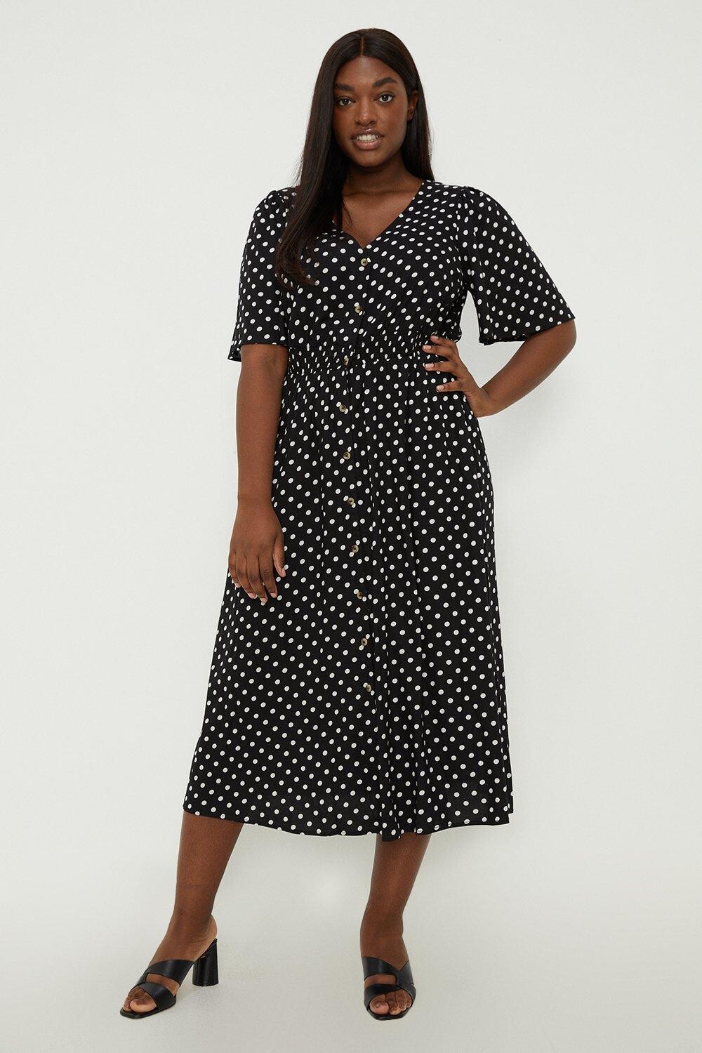 

Черное платье миди с короткими рукавами и пуговицами спереди Curve Dorothy Perkins, черный