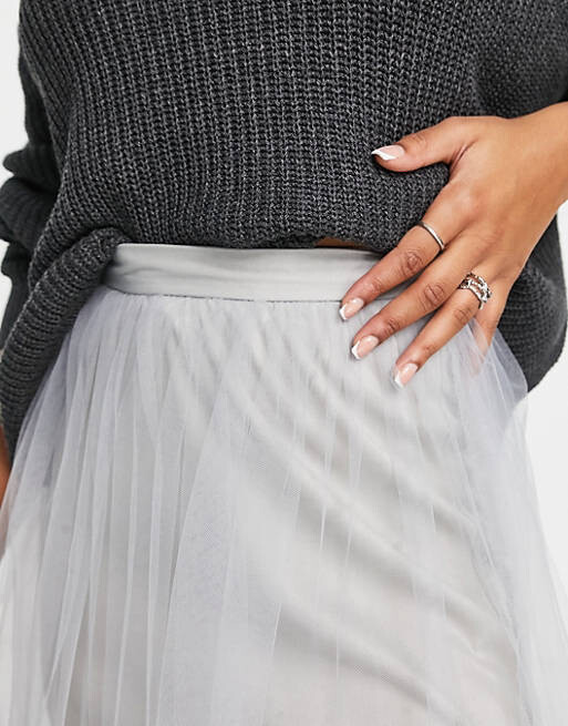 

Голубовато-серая ярусная юбка макси из тюля ASOS DESIGN