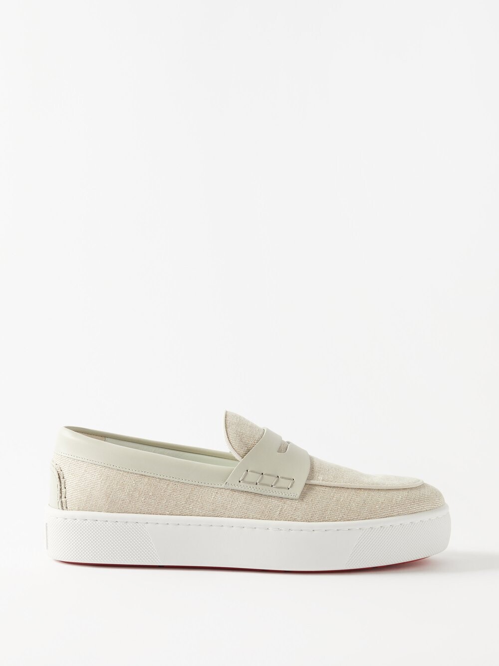 

Лоферы paqueboat с кожаной отделкой и льняным холстом Christian Louboutin, серый