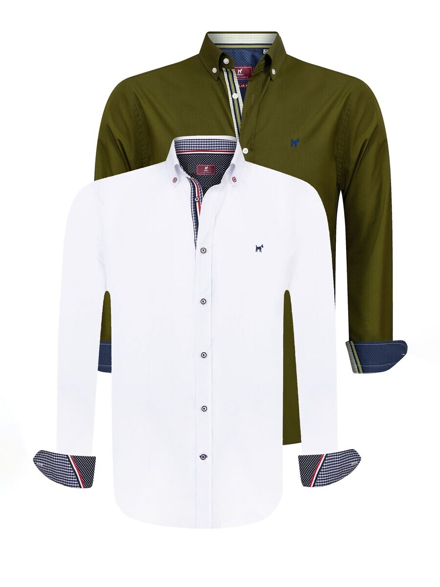 

Рубашка узкого кроя на пуговицах Williot, цвет Khaki/White