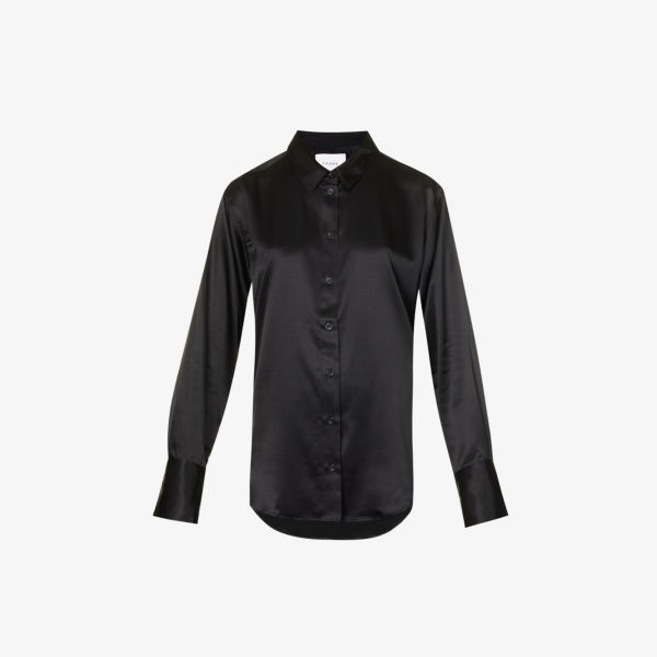 Рубашка стандартного кроя из эластичного шелка Standard Frame, цвет noir цена и фото