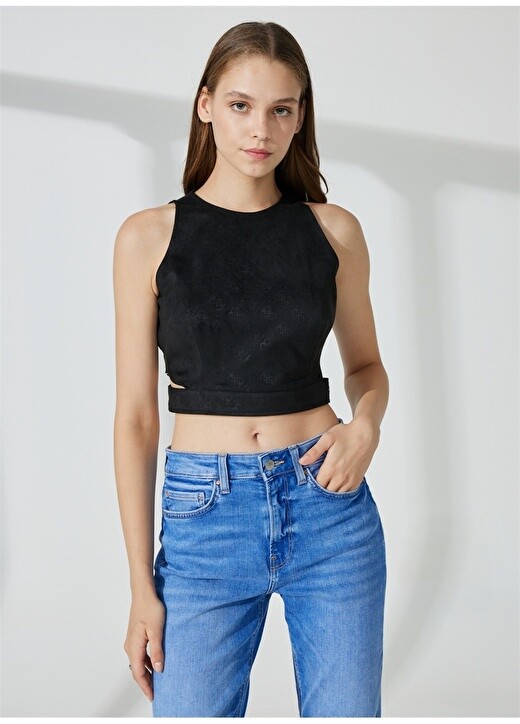 

Черное женское бюстье с круглым вырезом Guess