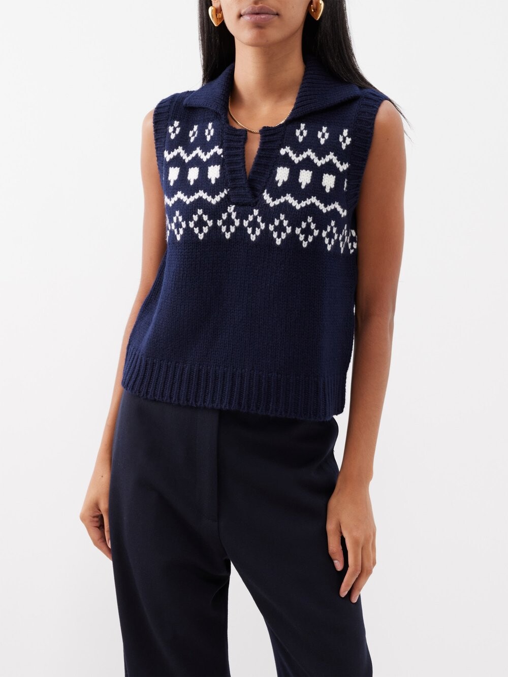 

Жаккардовый кашемировый жилет remington fair isle LISA YANG, синий