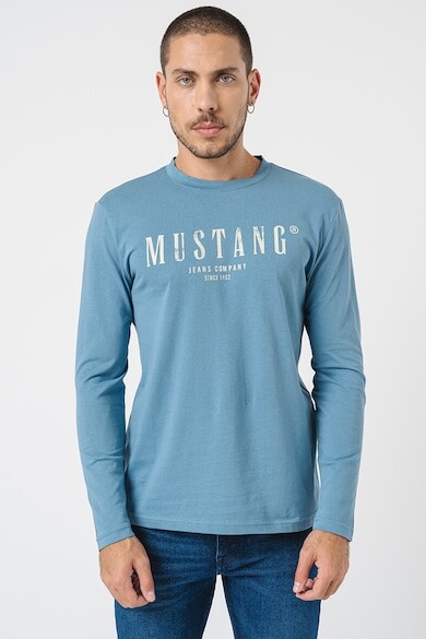 

Хлопковая блузка с логотипом Mustang, пыльно-синий, кремовый