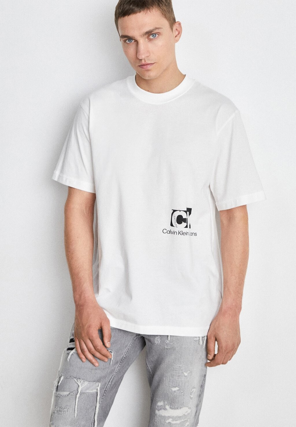 

Футболка с принтом ФУТБОЛКА CONNECTED LAYER LANDSCAPE TEE UNISEX Calvin Klein Jeans, ярко-белая, Белый