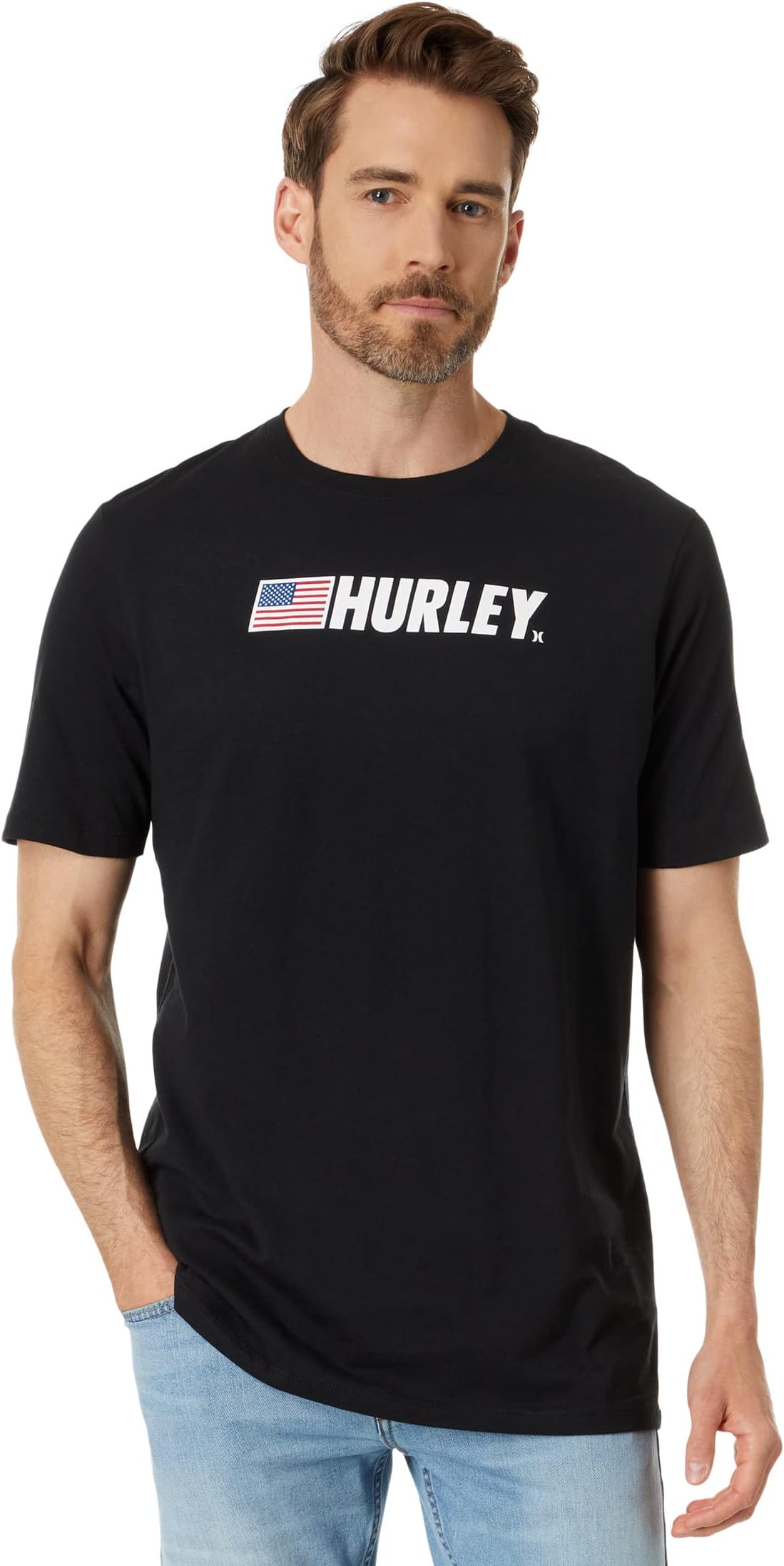 футболка hurley fastlane usa цвет sea view Футболка с короткими рукавами Fastlane USA Hurley, черный