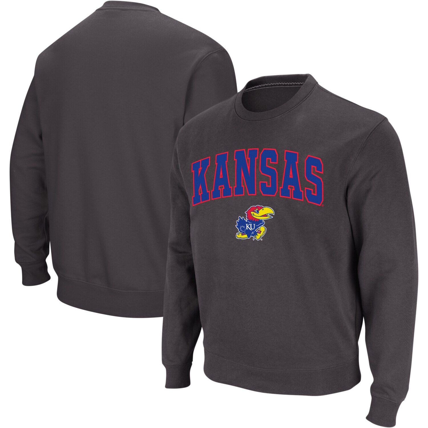 

Мужской темно-серый свитшот с круглым вырезом Kansas Jayhawks Arch & Logo Colosseum