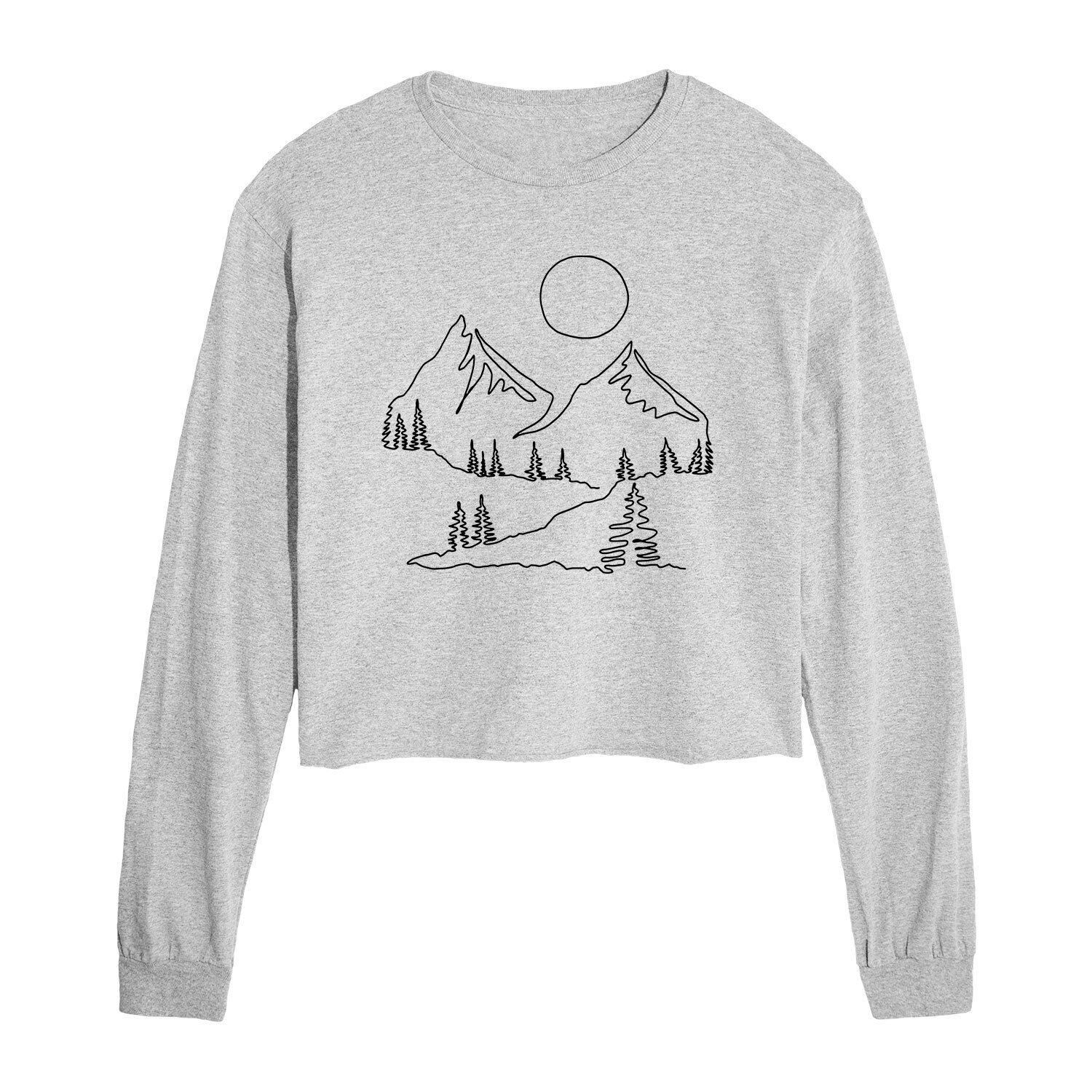 

Укороченная футболка с длинными рукавами и рисунком Mountain Drawing для юниоров Licensed Character