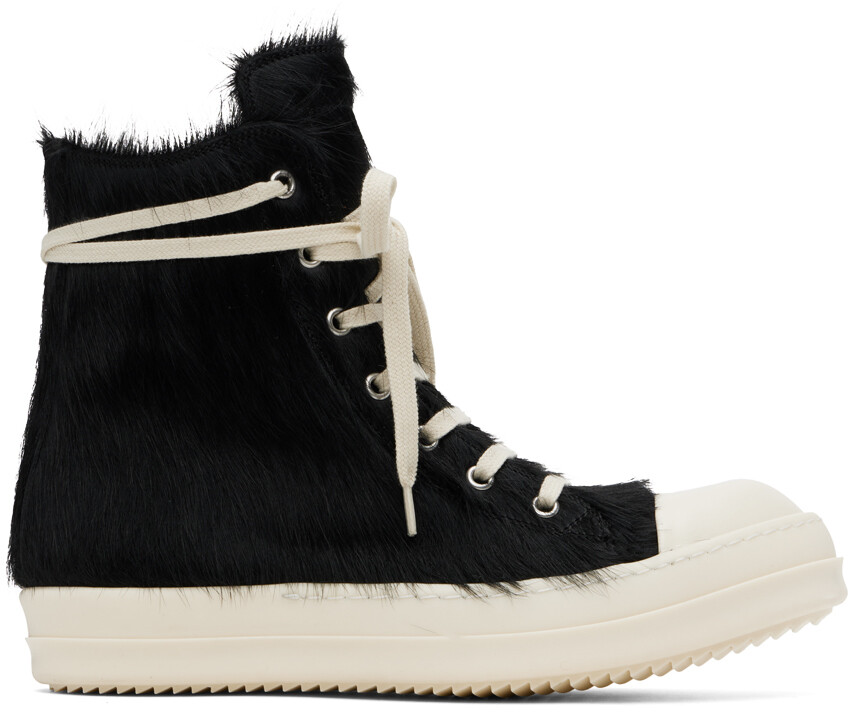 

Черные высокие кеды Rick Owens, цвет Black/Milk/Milk