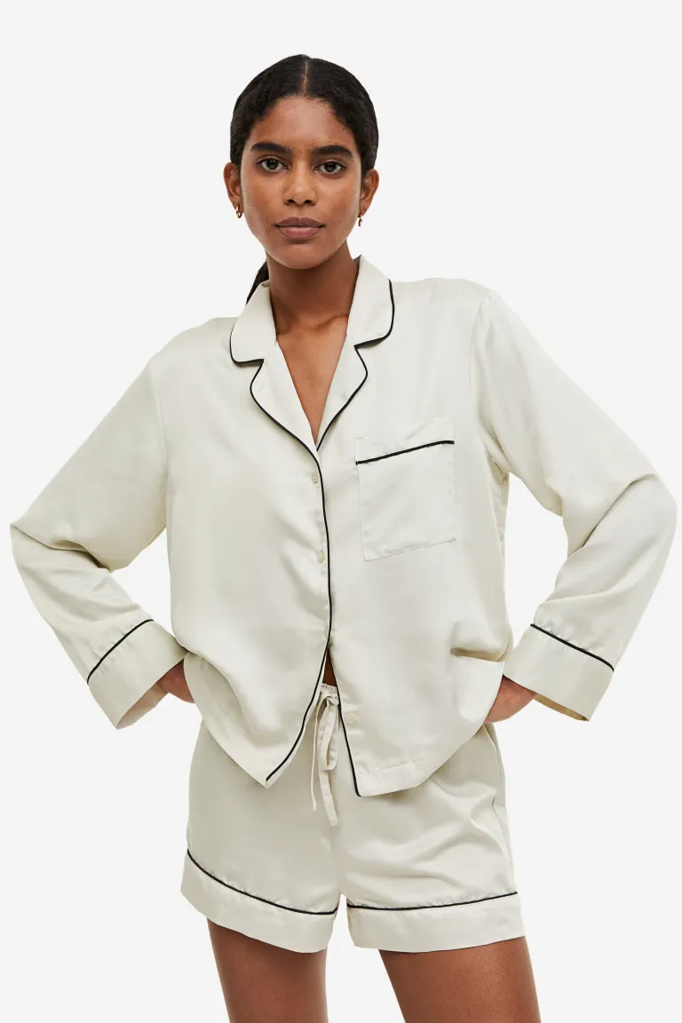 

Атласная пижама H&M, бежевый