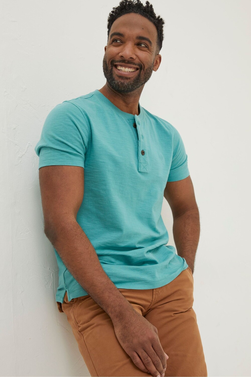 

Футболка из пряжи FatFace Henley Fat Face, зеленый