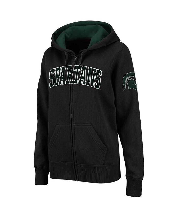 

Женская черная толстовка с молнией во всю длину и арочным именем Michigan State Spartans Colosseum, черный