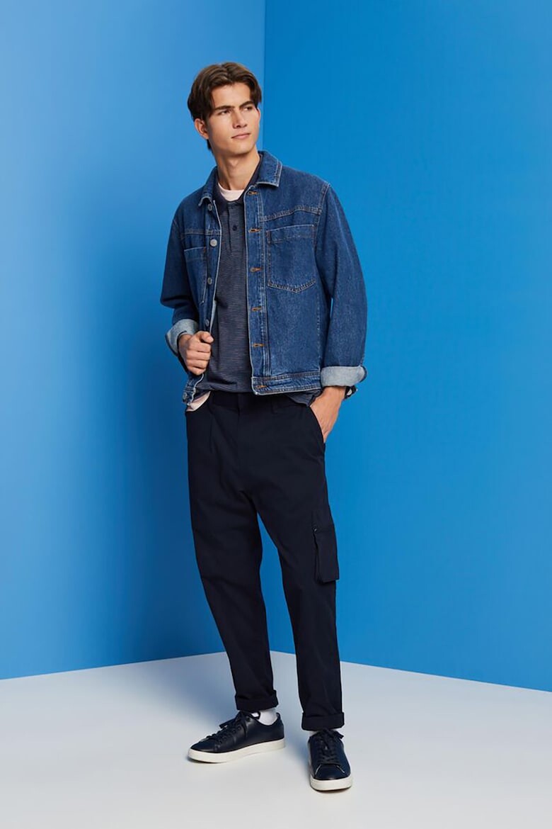 

Футболка с воротником и полоской Esprit, синий