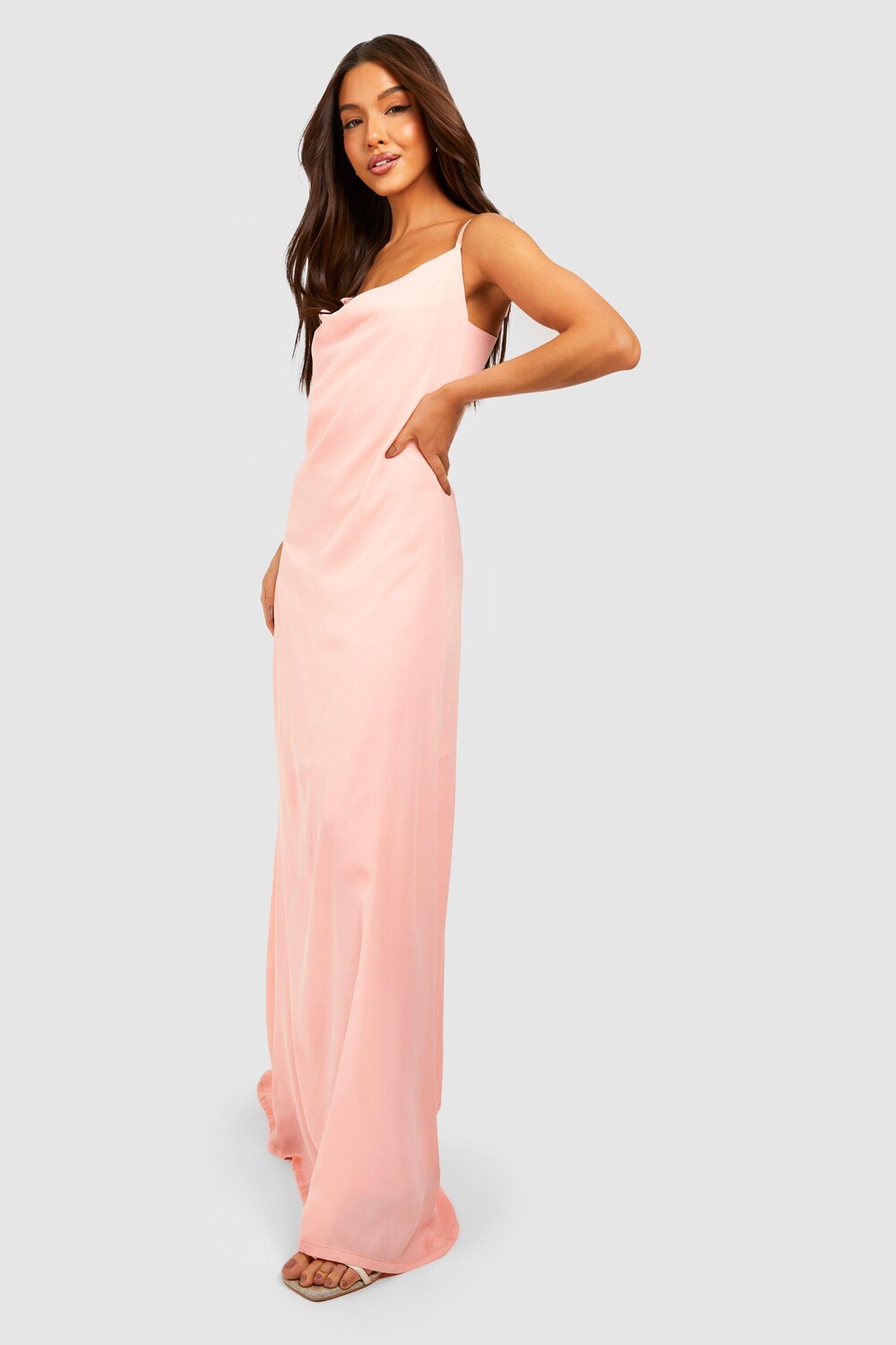 

Платье макси из шифона Boohoo, коралловый, Красный