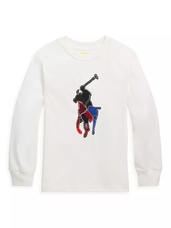 

Футболка-поло с вышивкой Little Boy's & Boy's с длинными рукавами Polo Ralph Lauren, цвет nevis