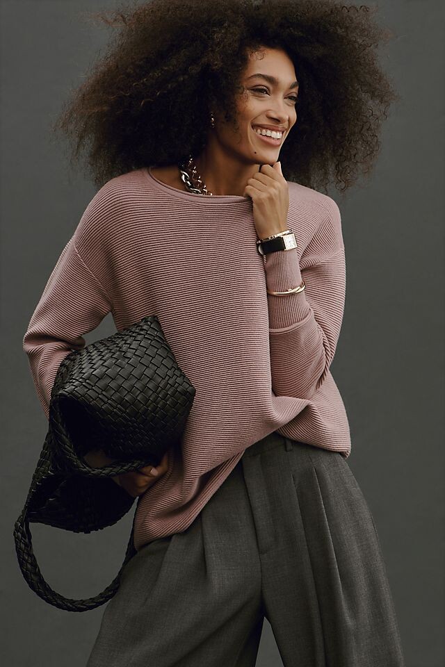 

Длинный свитер-туника Anthropologie, розовый