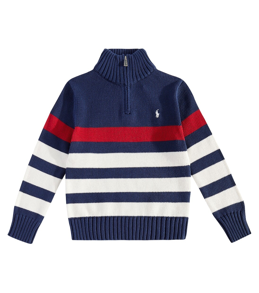 

Полосатый хлопковый свитер с высоким воротником Polo Ralph Lauren, мультиколор