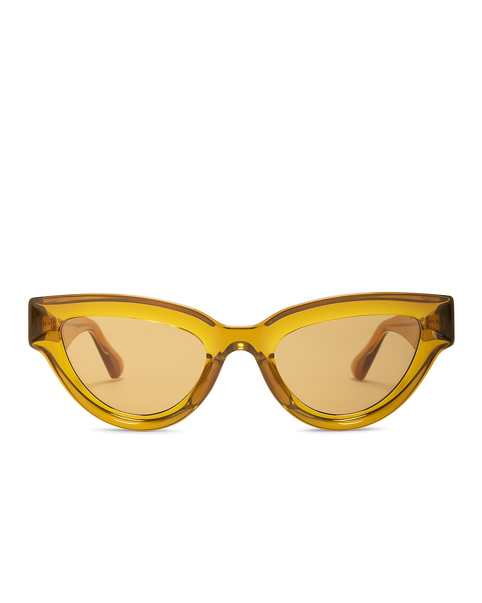 Солнцезащитные очки Bottega Veneta Edgy, цвет Shiny Transparent Mustard солнцезащитные очки bottega veneta metal frame цвет shiny gold