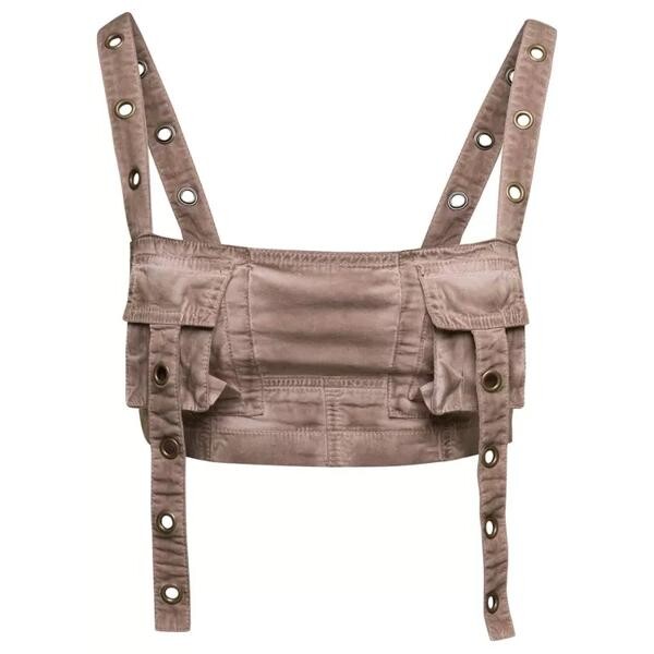 

Футболка beige cropped cargo top with pockets in cotton str Blumarine, коричневый