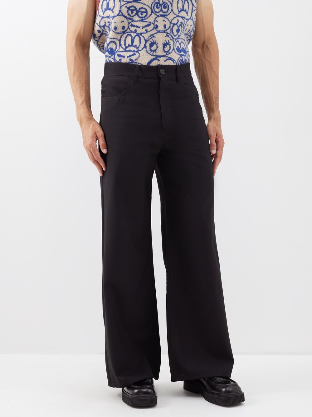

Свободные брюки из шерсти Marni, черный