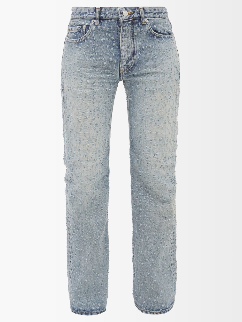 

Потертые джинсы прямого кроя Balenciaga, синий