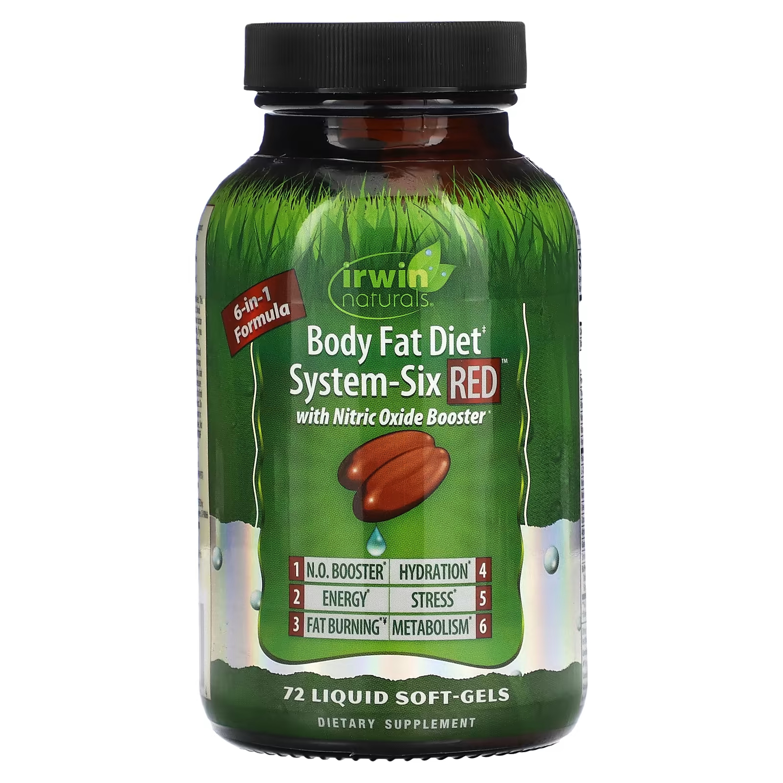 Irwin Naturals Body Fat Diet System — шесть красных 72 мягких желатиновых капсул с жидкостью pescience high volume supreme nitric oxide matrix дыня и ягоды 252 г 8 9 унции