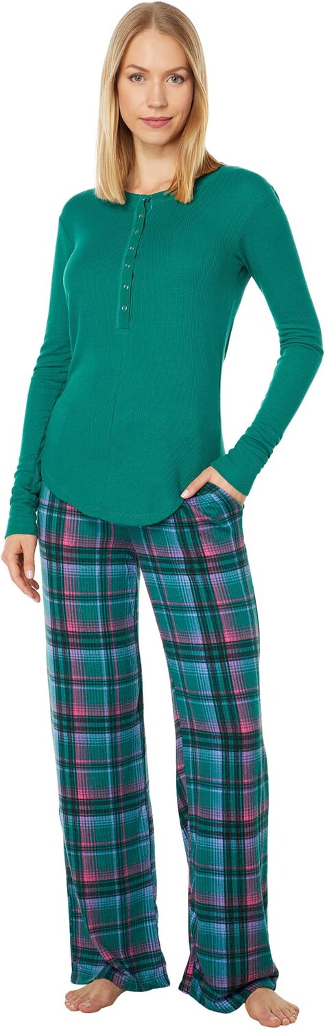 

Набор ребрышек и вафель First Snow Hacci Honeydew Intimates, цвет Emerald Plaid