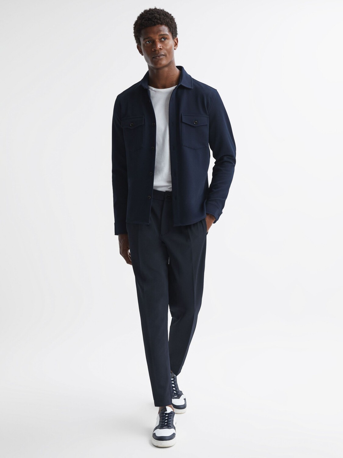 

Reiss Heron Текстурированные зауженные брюки, темно-синие, Синий