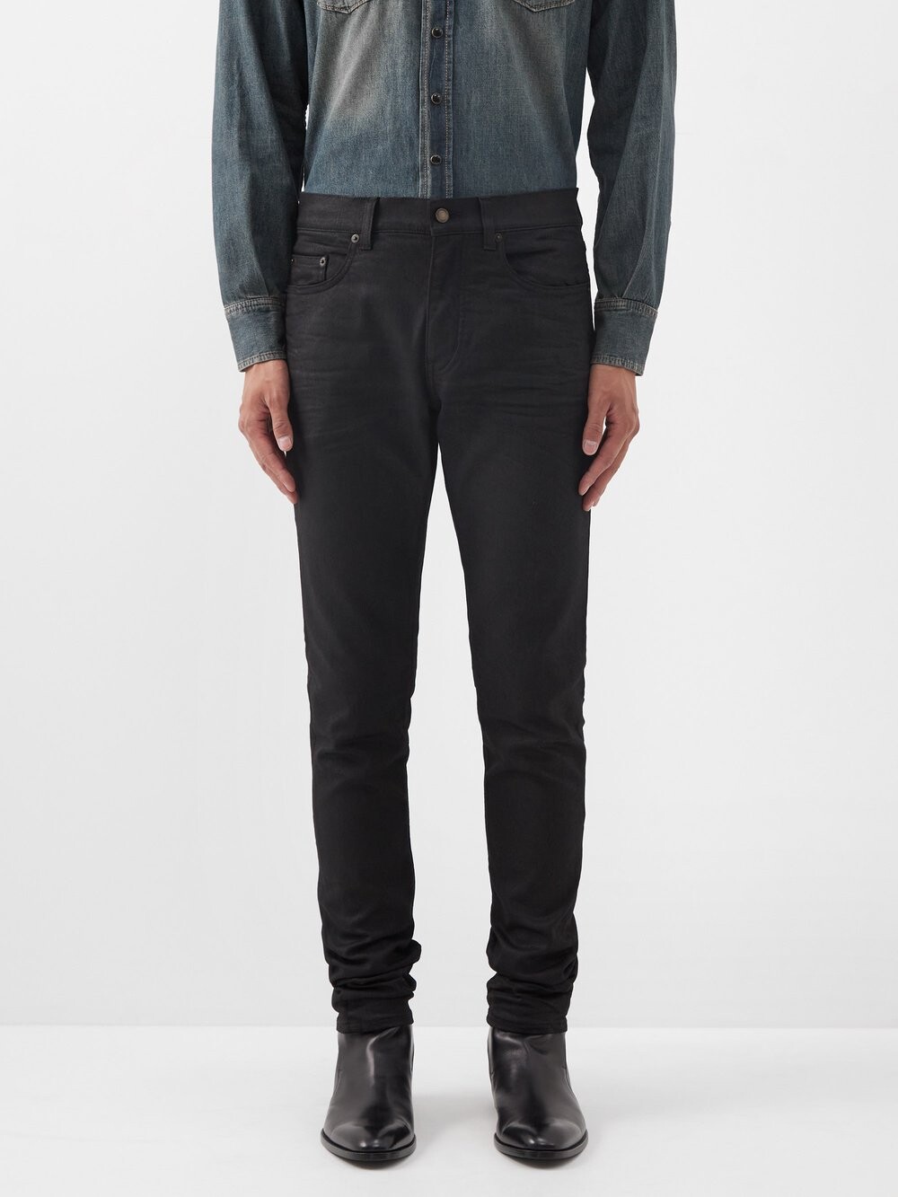

Узкие джинсы с низкой посадкой Saint Laurent, черный