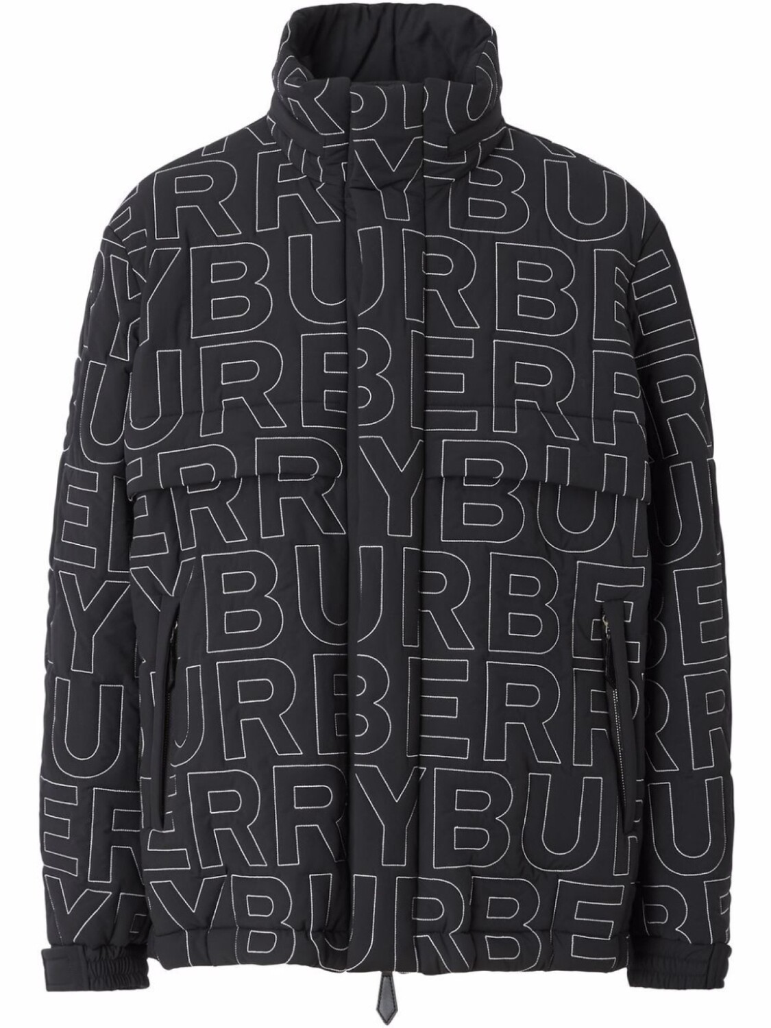 

Пуховик с вышитым логотипом Burberry, черный