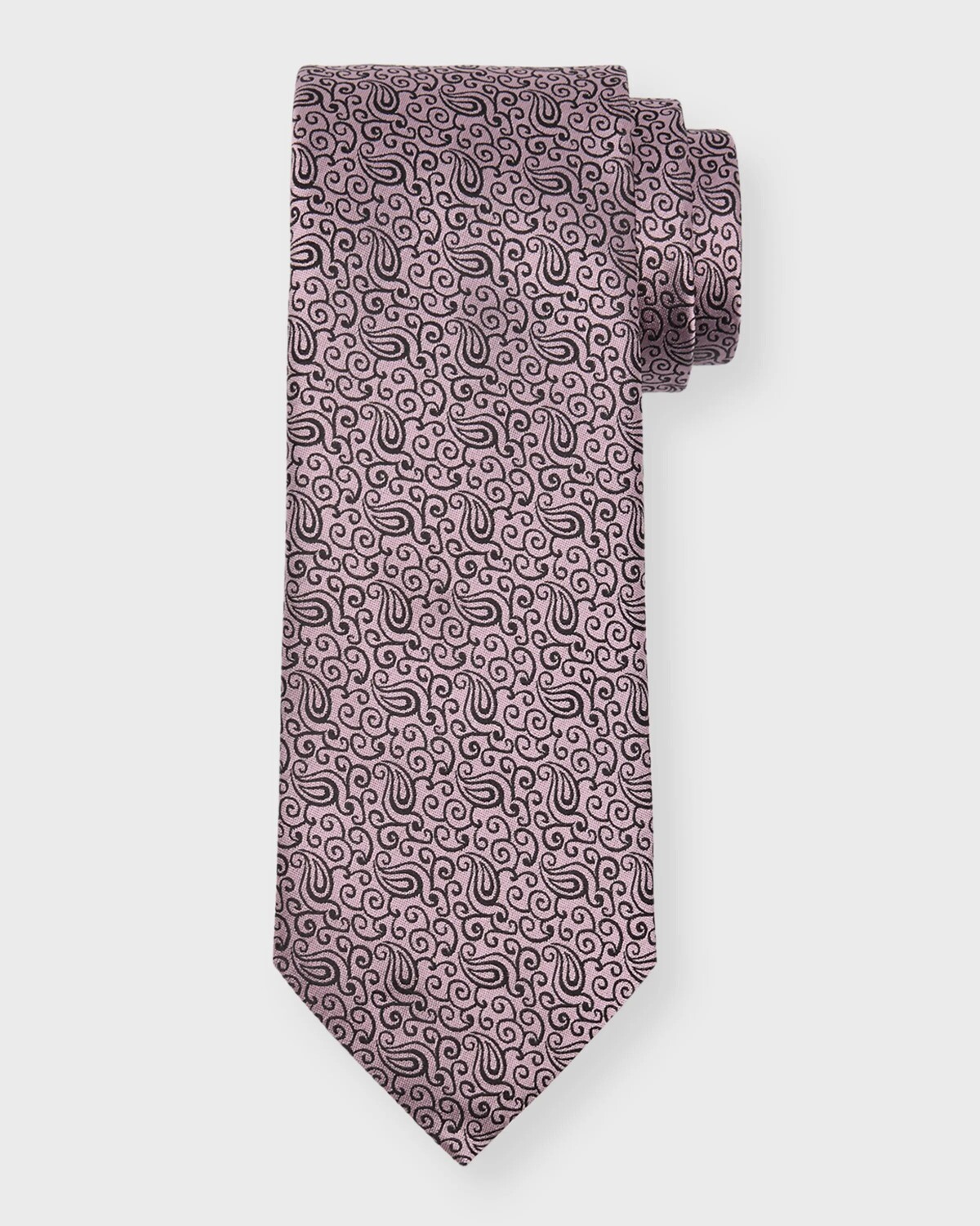 

Мужской шелковый жаккардовый галстук с узором пейсли 100 Fili ZEGNA, цвет Medium Pink