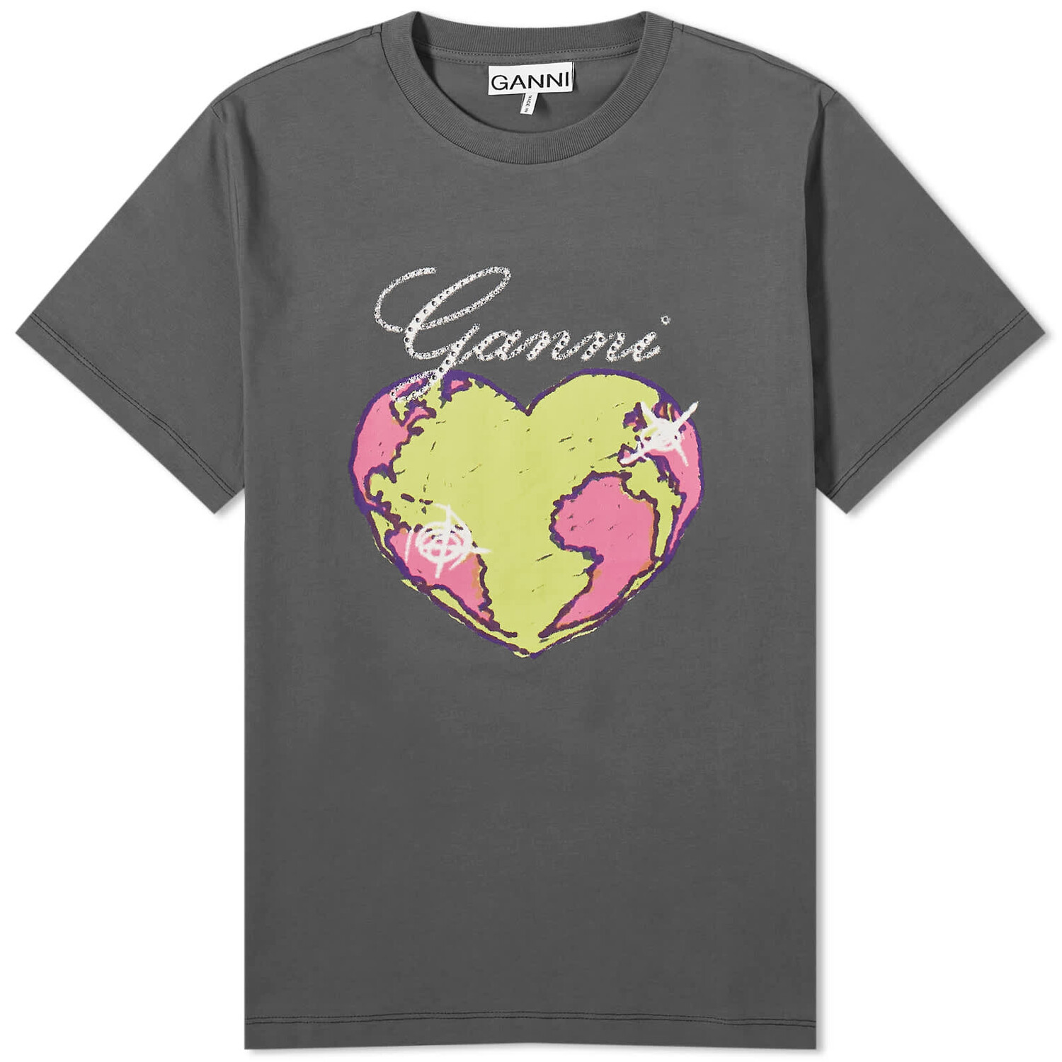 

Футболка Ganni Heart Relaxed, белый