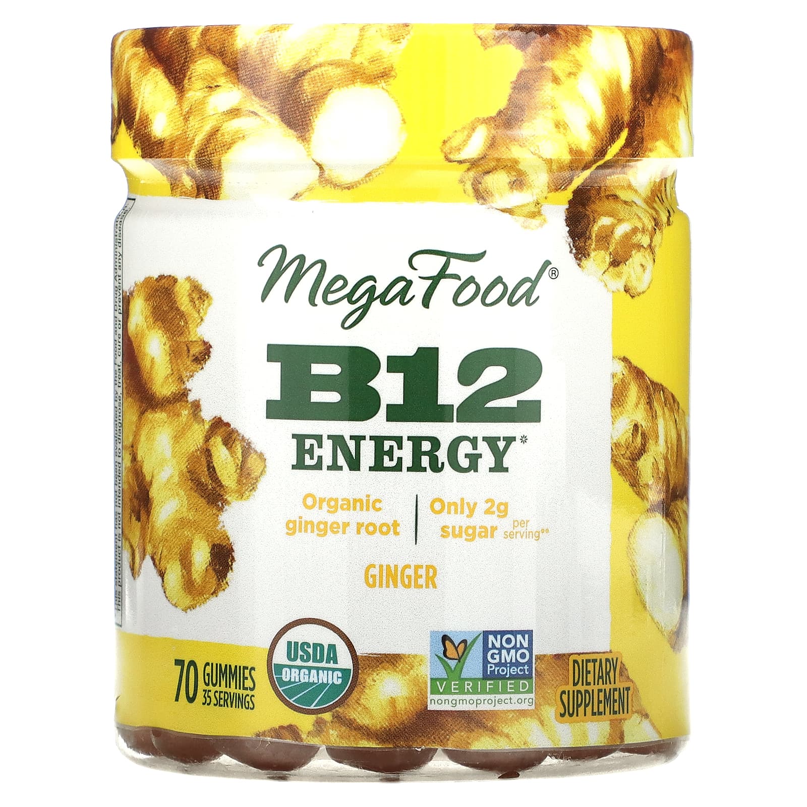 MegaFood B12 Energy Ginger 70 Gummies витамин b12 megafood energy имбирь 70 жевательных таблеток