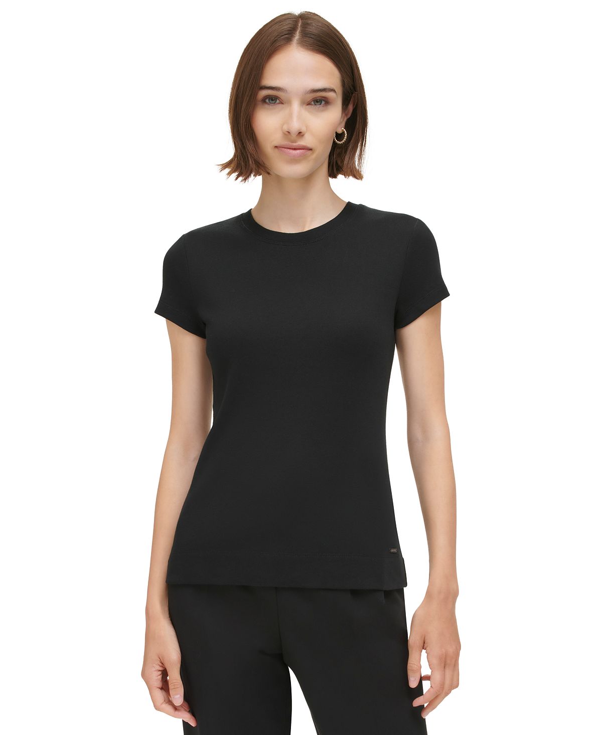 Женская хлопковая футболка с коротким рукавом Calvin Klein, черный женская футболка с коротким рукавом черный