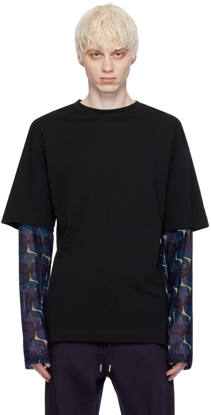 

Черная многослойная футболка с длинным рукавом Dries Van Noten