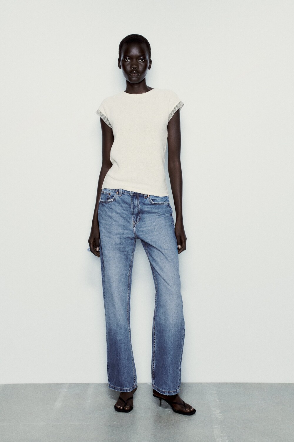 

Футболка из хлопка Zara, экрю