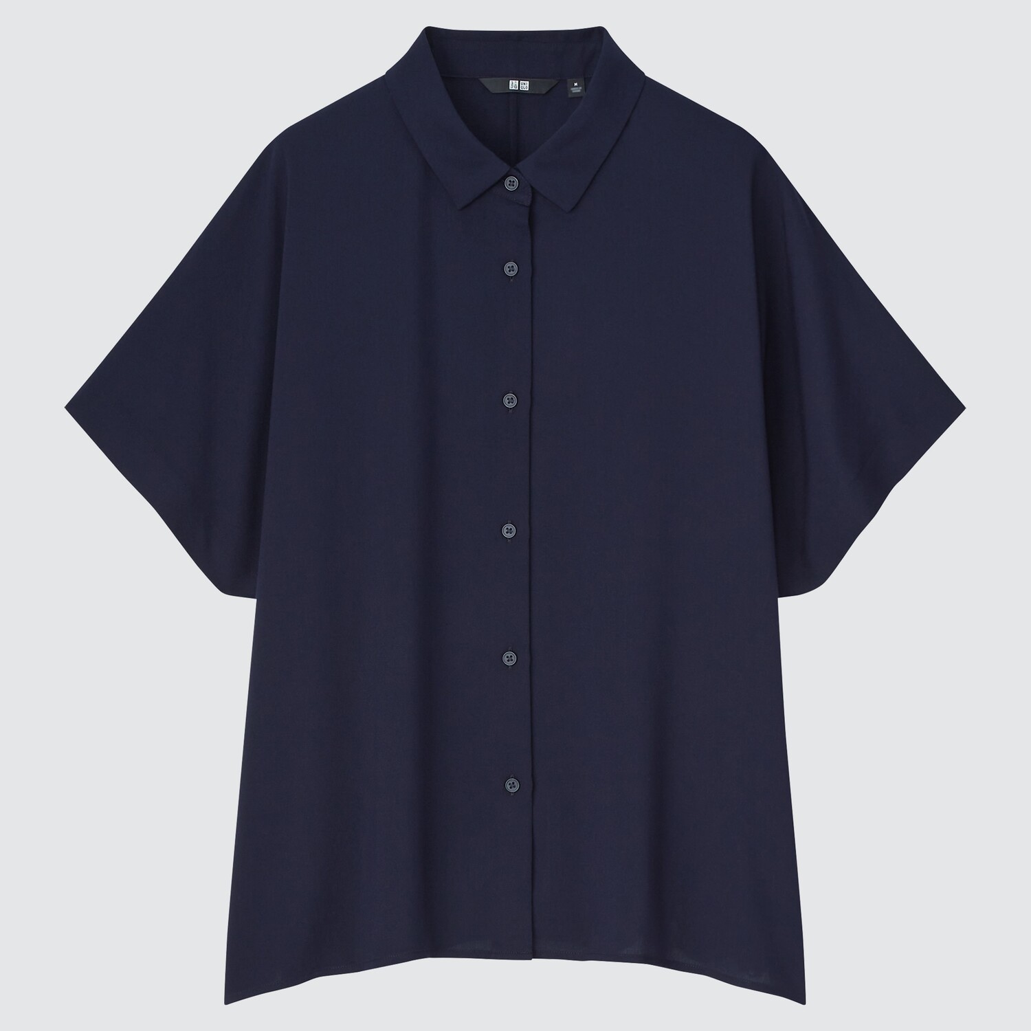 

Блузка из искусственного шелка с короткими рукавами UNIQLO, темно-синий